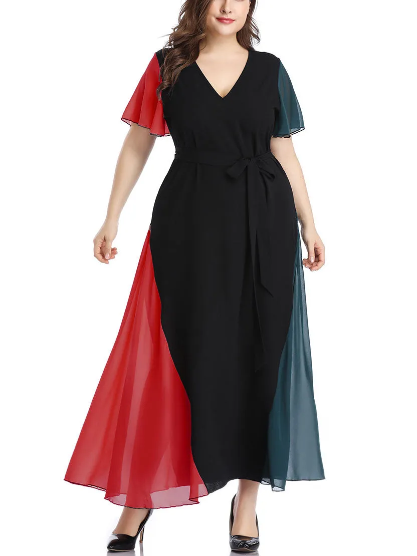 Large Size Women's Color Mosaic Dress