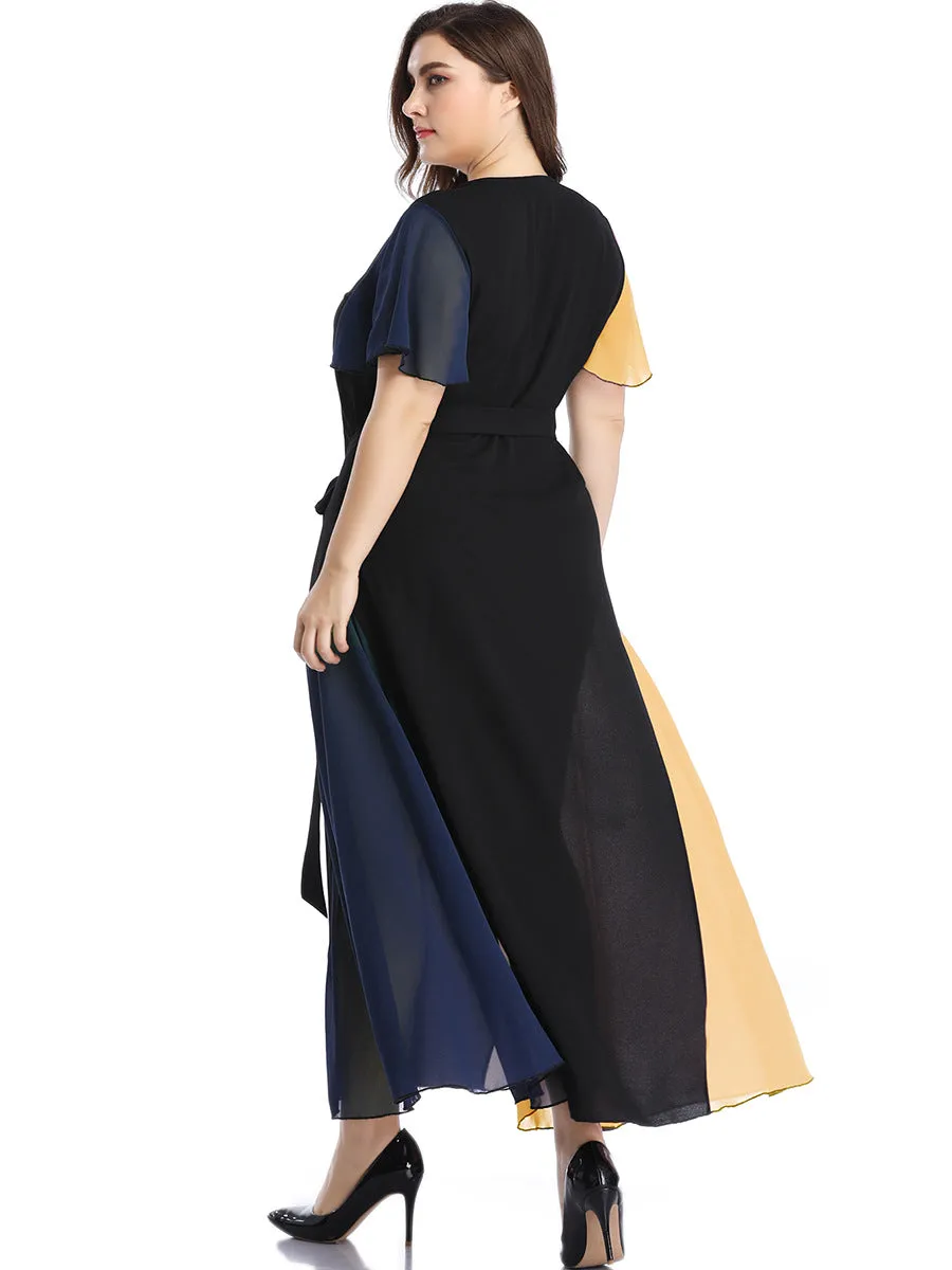 Large Size Women's Color Mosaic Dress
