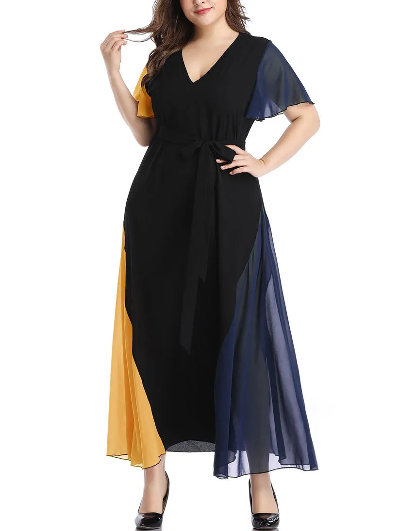 Large Size Women's Color Mosaic Dress