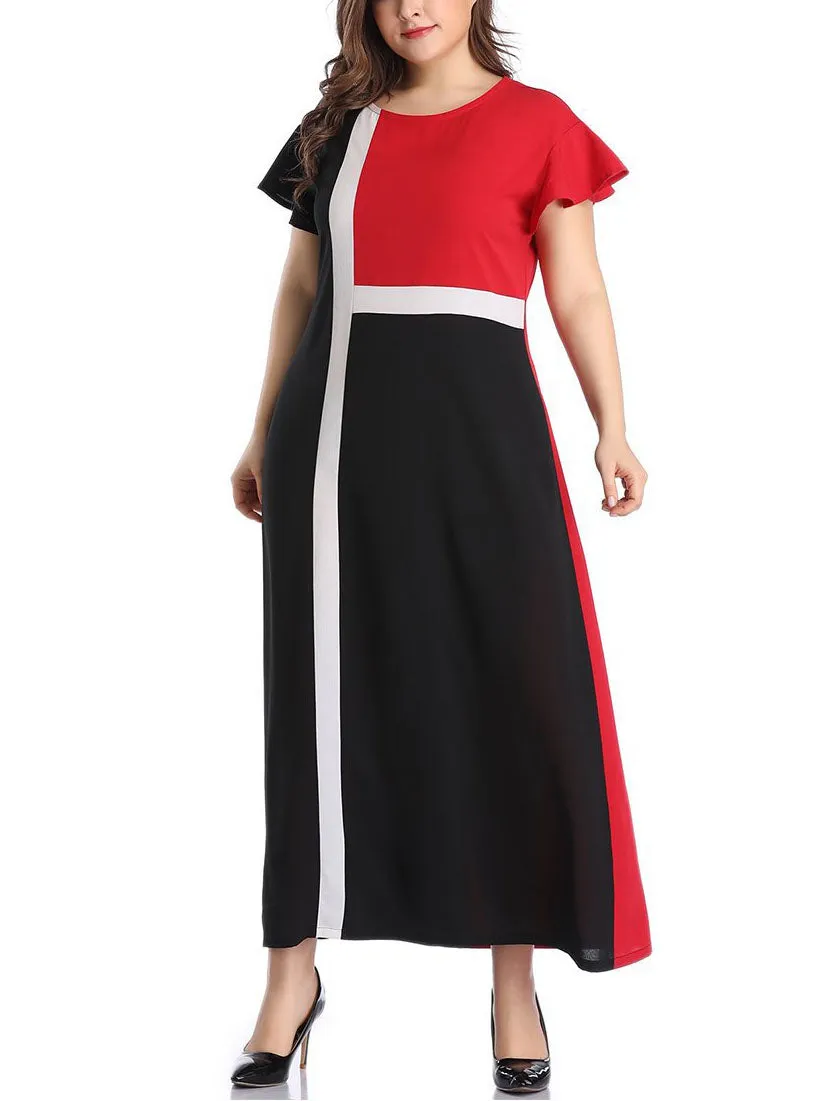 Large Size Women's Color Mosaic Dress