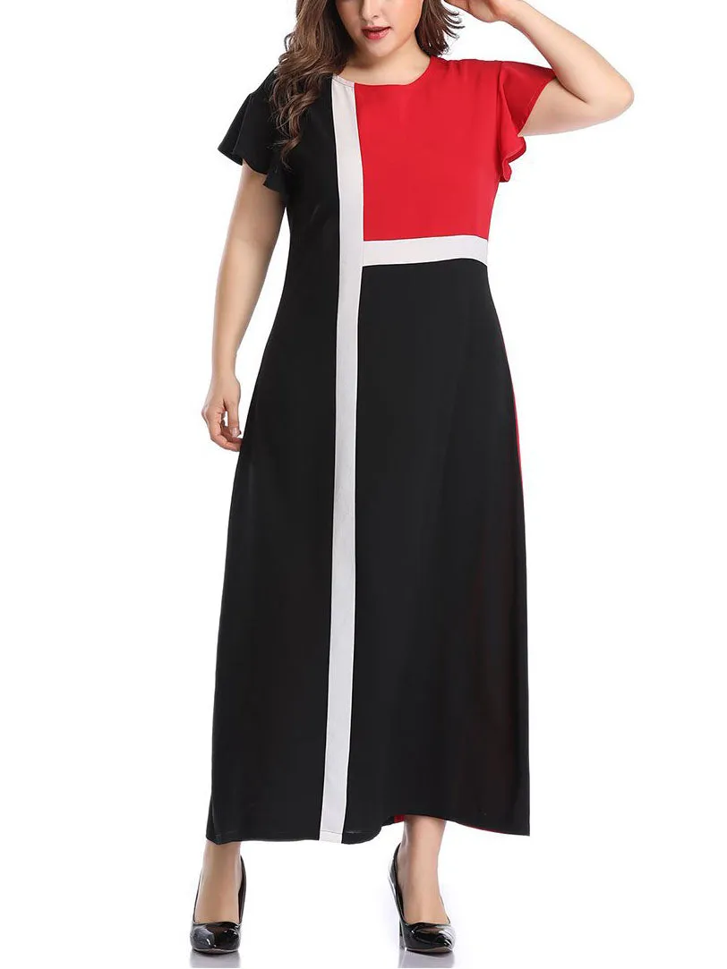 Large Size Women's Color Mosaic Dress