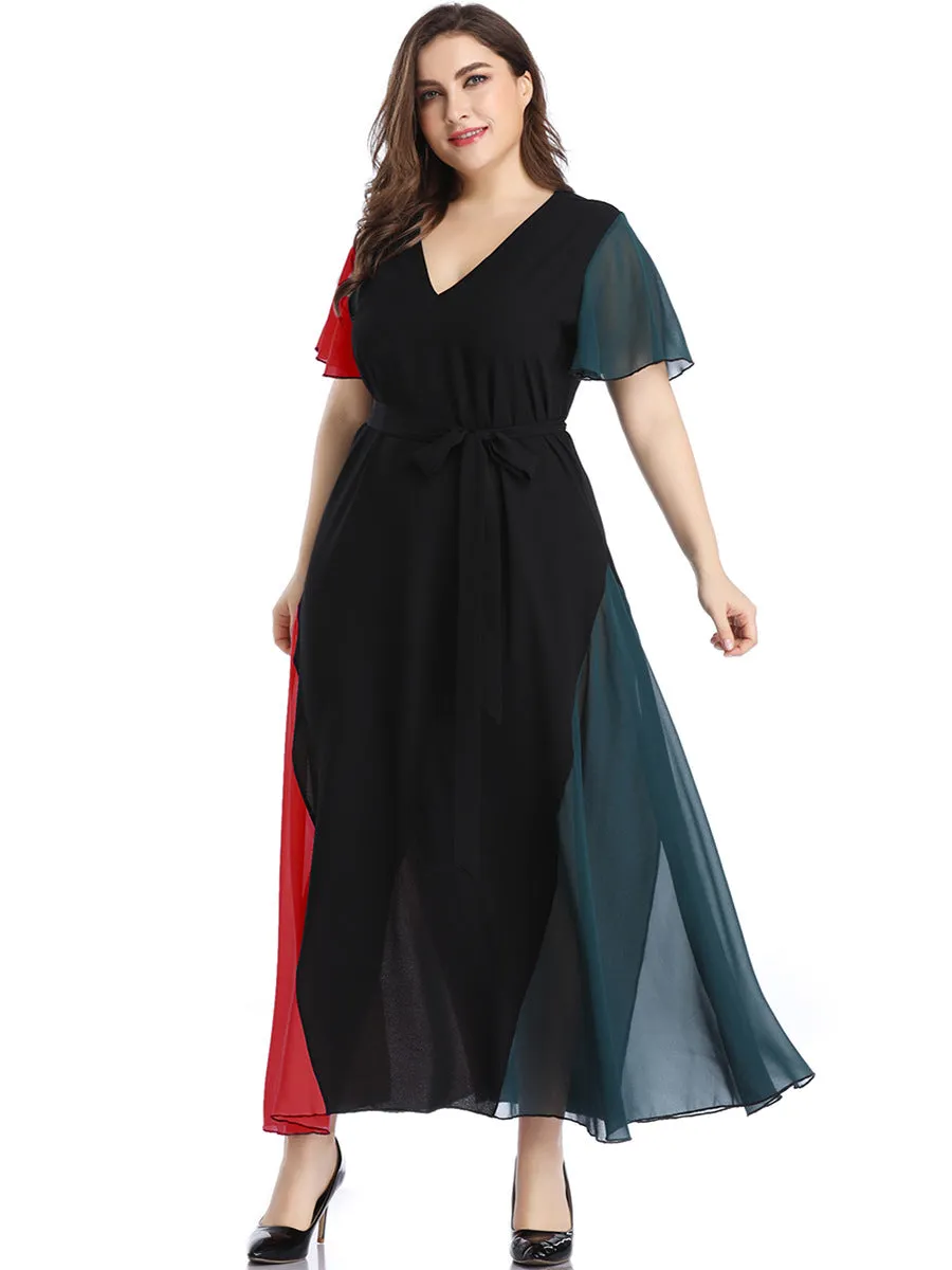 Large Size Women's Color Mosaic Dress