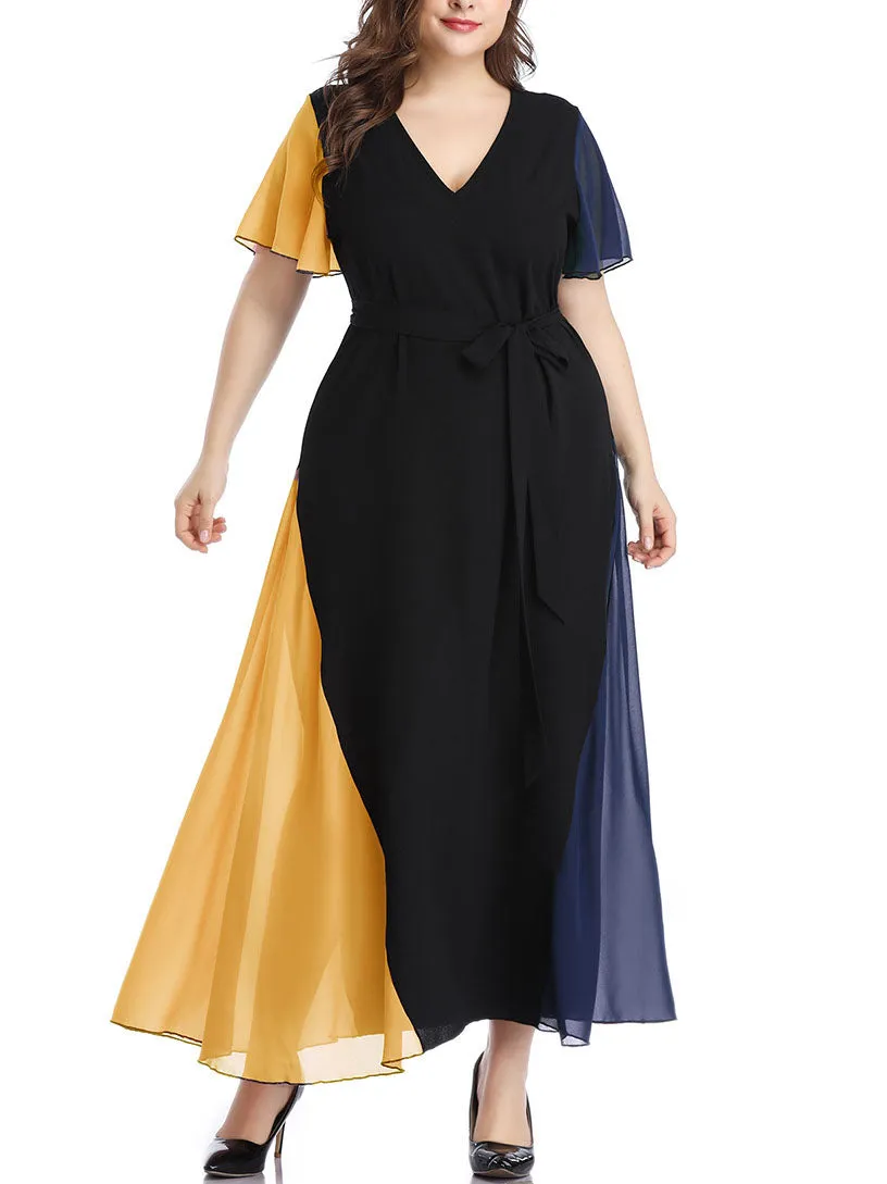Large Size Women's Color Mosaic Dress