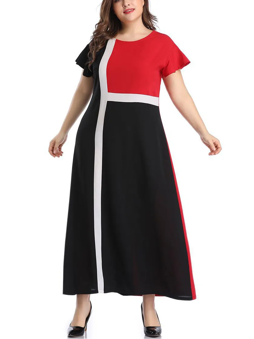Large Size Women's Color Mosaic Dress