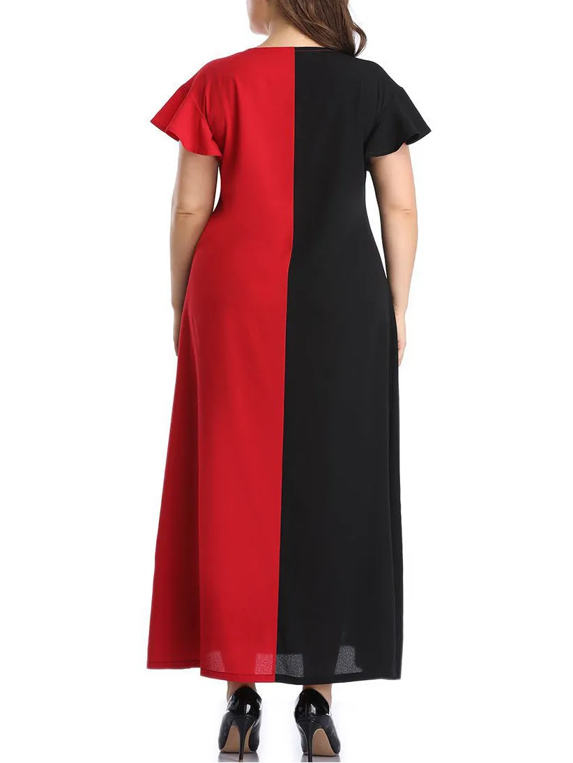 Large Size Women's Color Mosaic Dress
