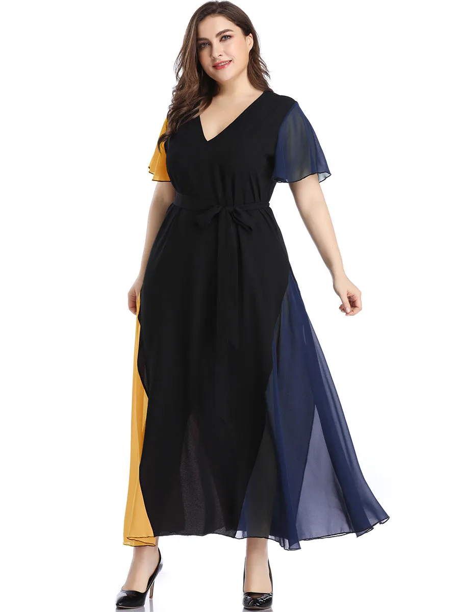 Large Size Women's Color Mosaic Dress