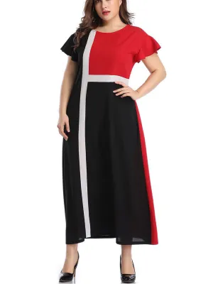 Large Size Women's Color Mosaic Dress