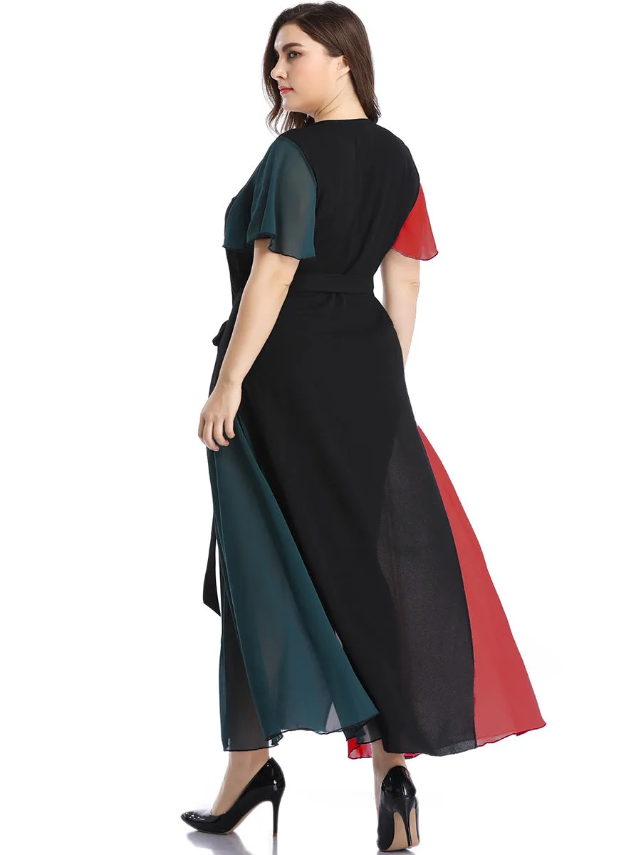 Large Size Women's Color Mosaic Dress