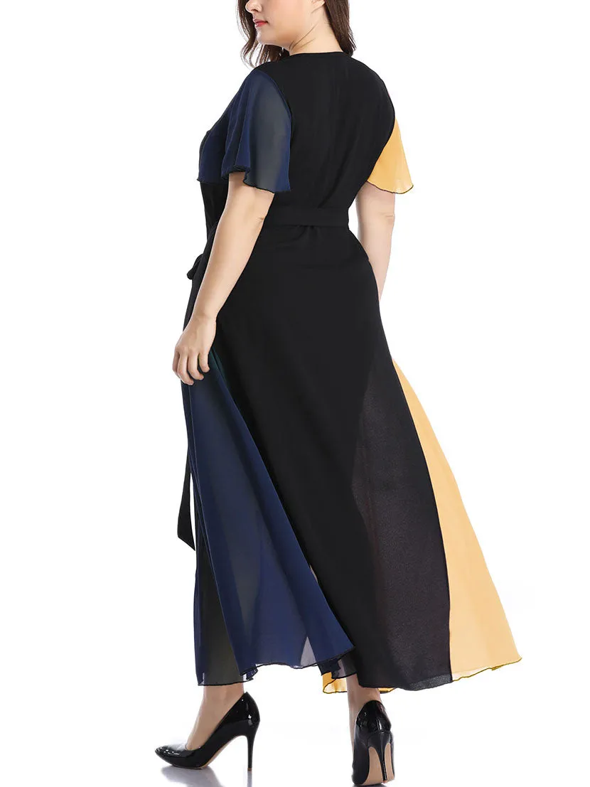 Large Size Women's Color Mosaic Dress