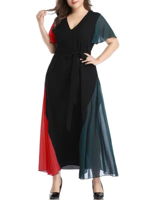 Large Size Women's Color Mosaic Dress