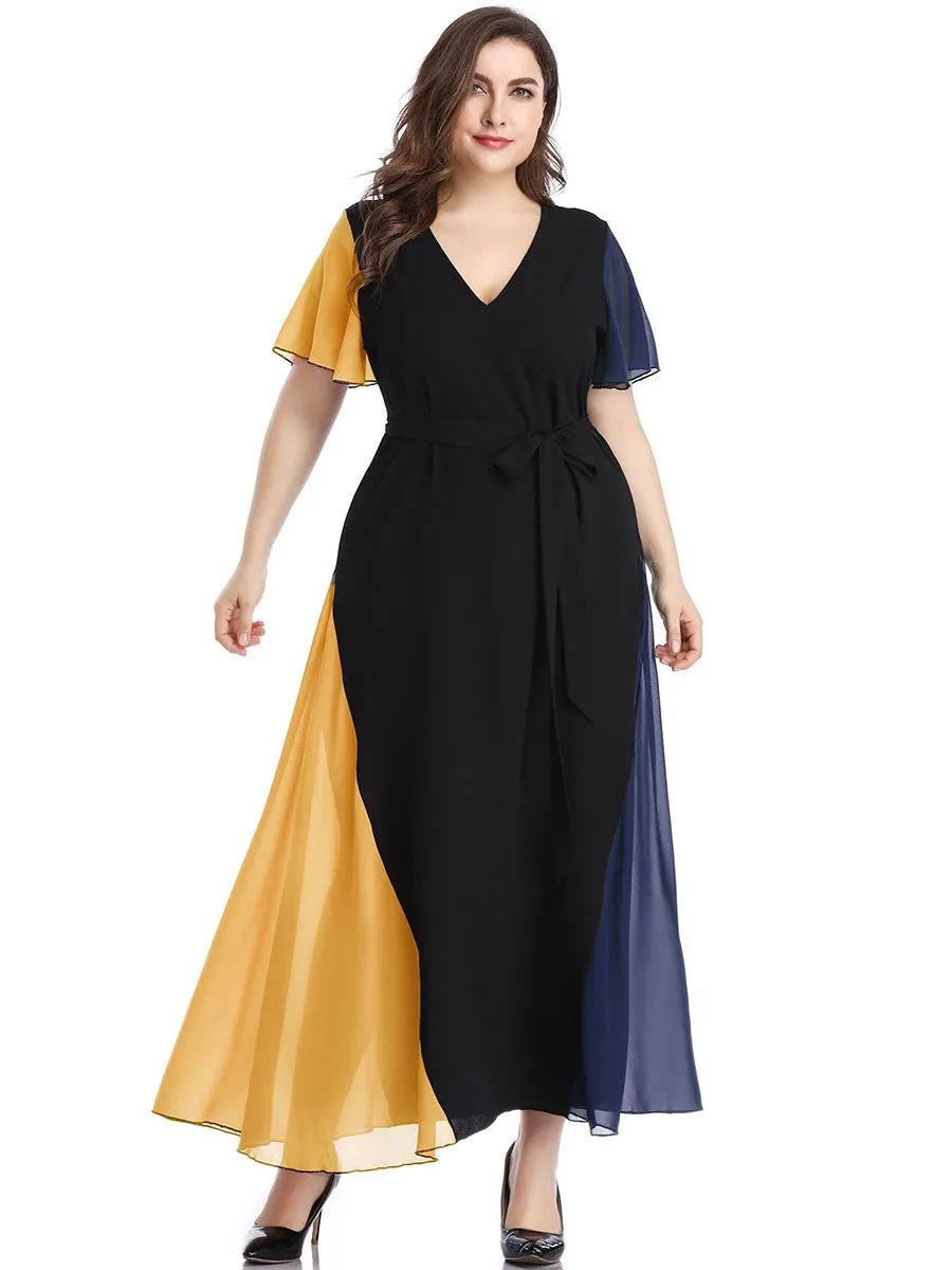 Large Size Women's Color Mosaic Dress