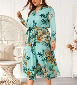 Large Size Women's Explosions Long Sleeve New Print Dress