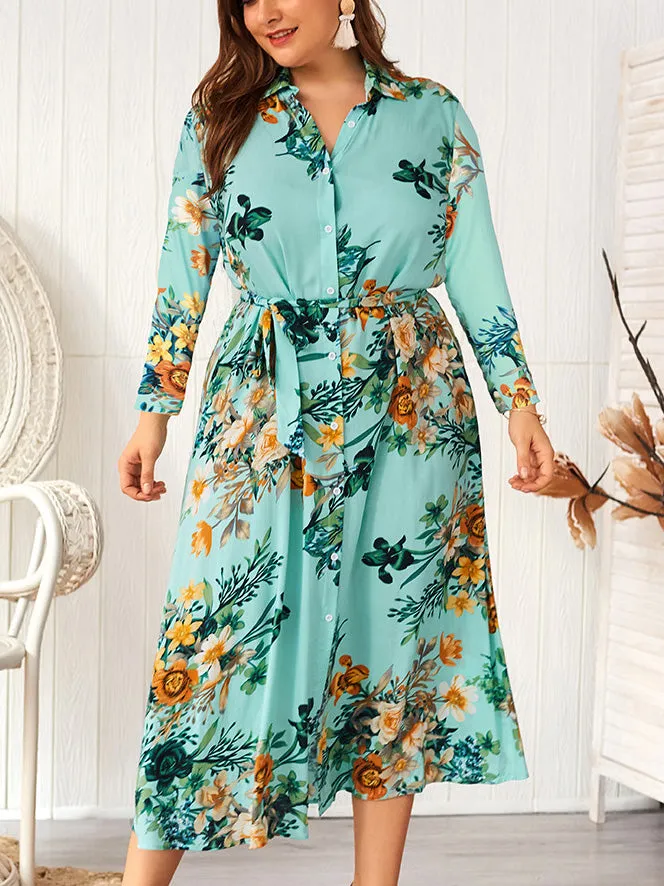Large Size Women's Explosions Long Sleeve New Print Dress