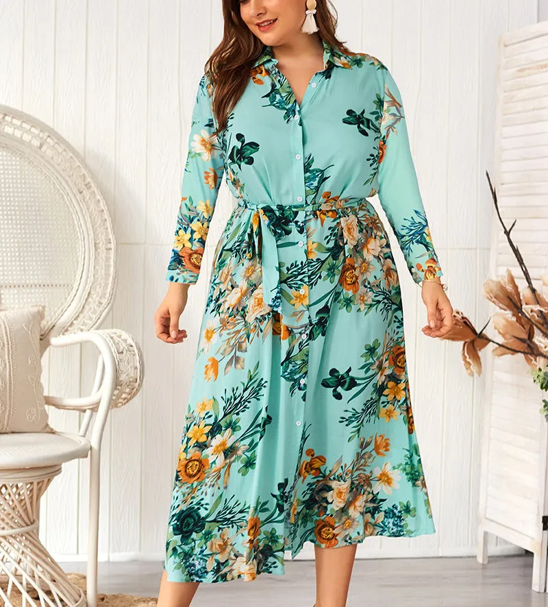 Large Size Women's Explosions Long Sleeve New Print Dress