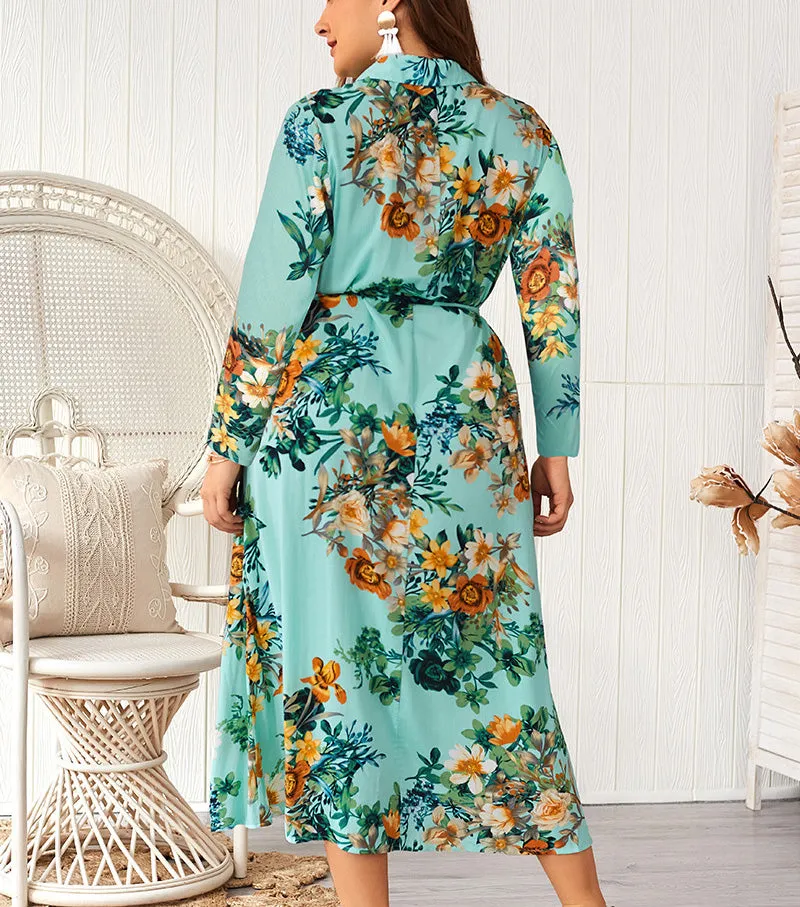 Large Size Women's Explosions Long Sleeve New Print Dress