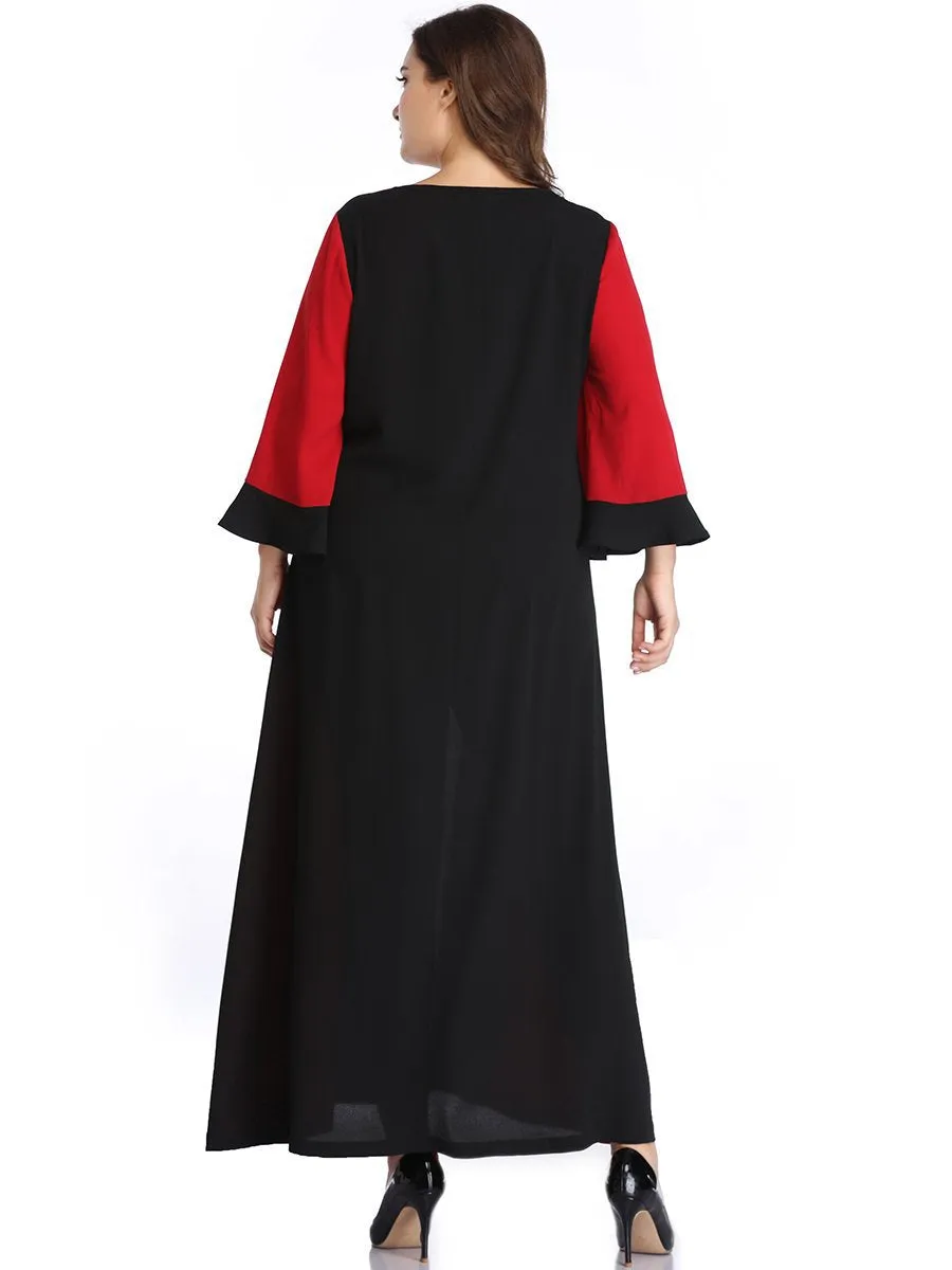 Large Size Women's Geometric Mosaic Color Matching Color Dress