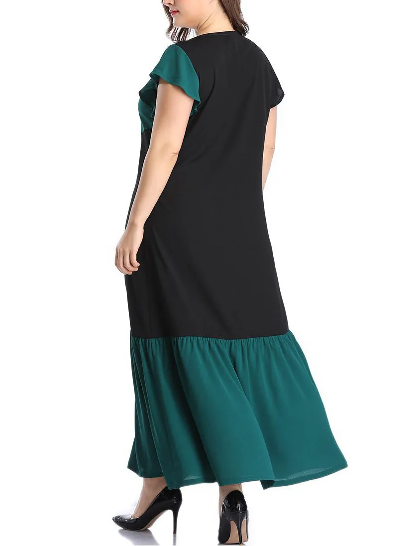 Large Size Women's Stitching Contrast Color Dress