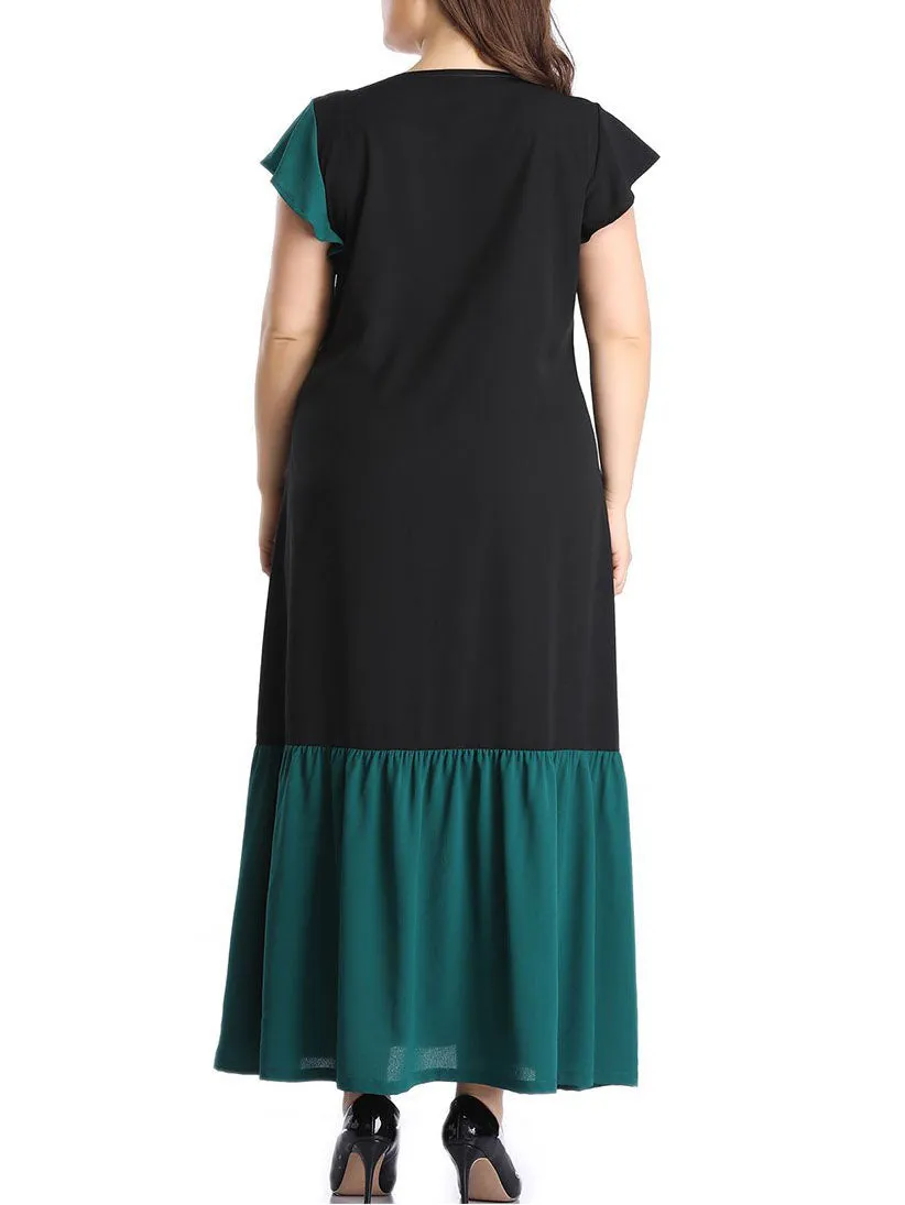 Large Size Women's Stitching Contrast Color Dress