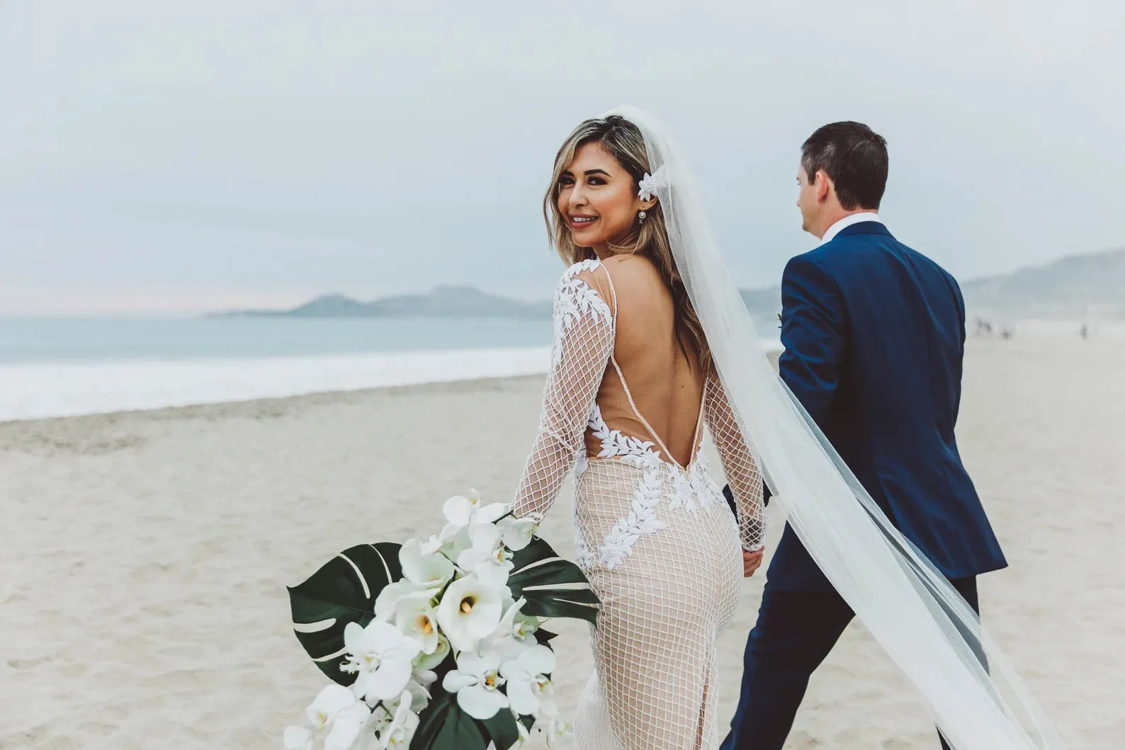 Leaf Lace Fully Beaded Sheath Wedding Dress | Yomali