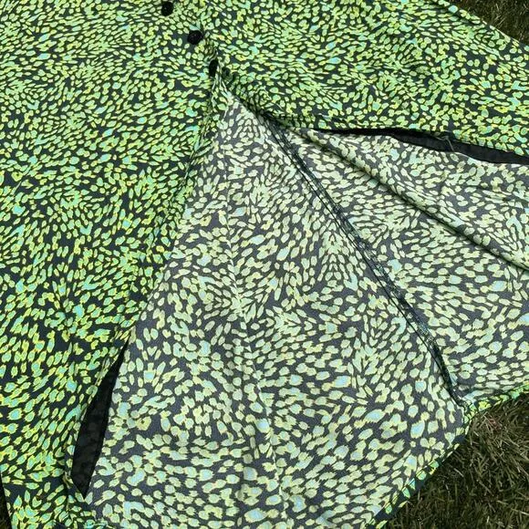 Leith Neon Leopard Print High Waist Button Front Flowy Slitted Midi Skirt Size S