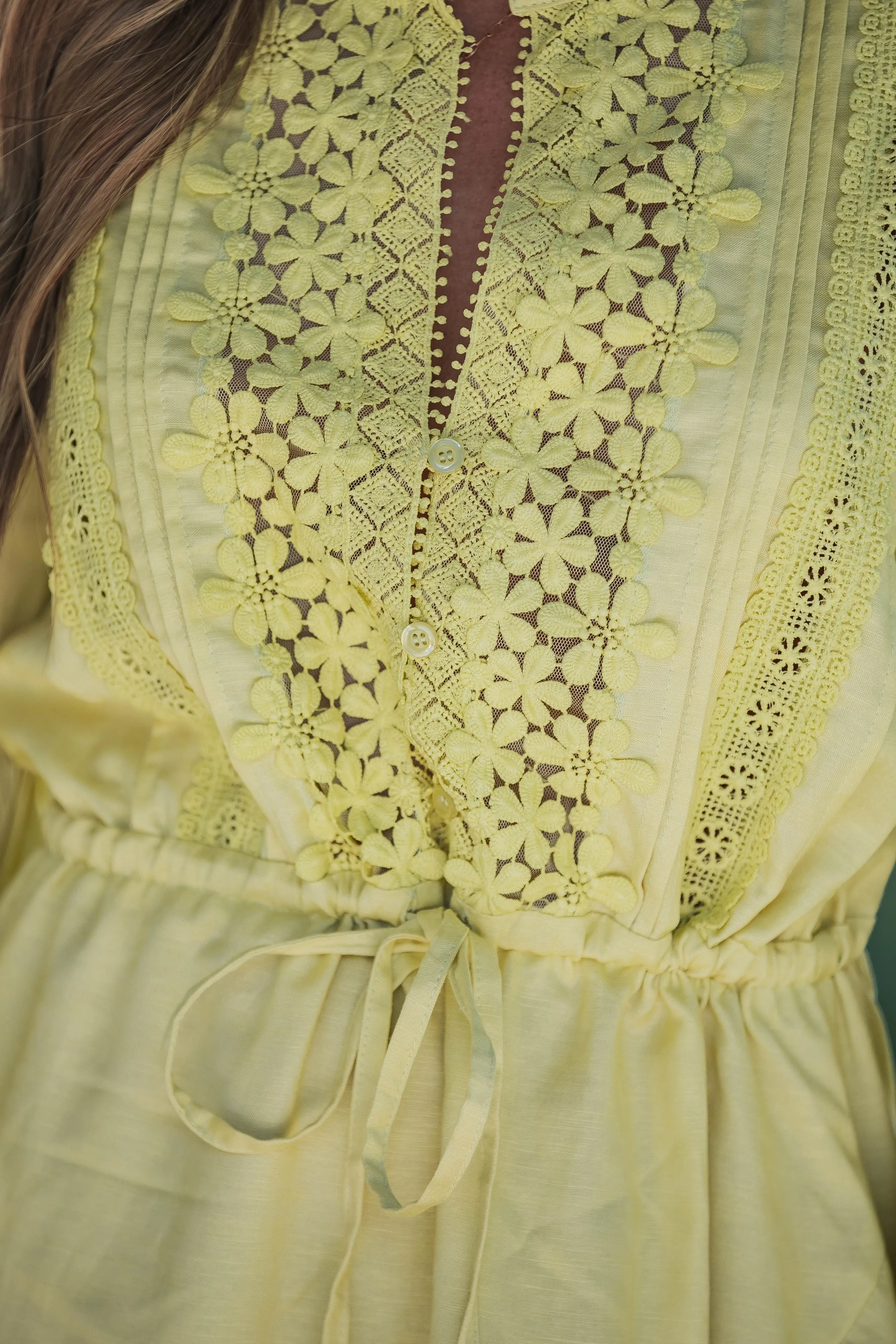 Lemon Drop Linen Billowy Fit Mini Flowy Skirt Dress