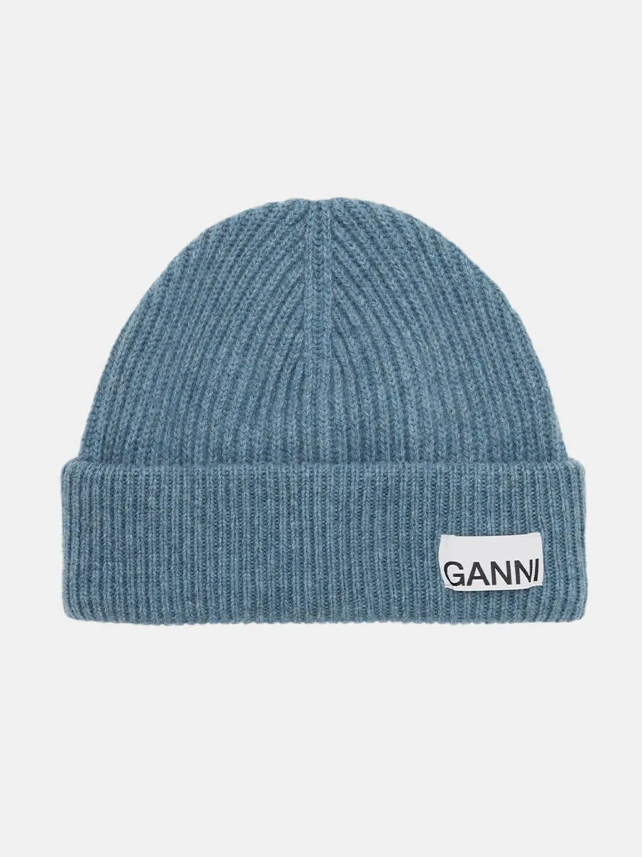 Light Structured Rib Knit Beanie - Dusty Blue