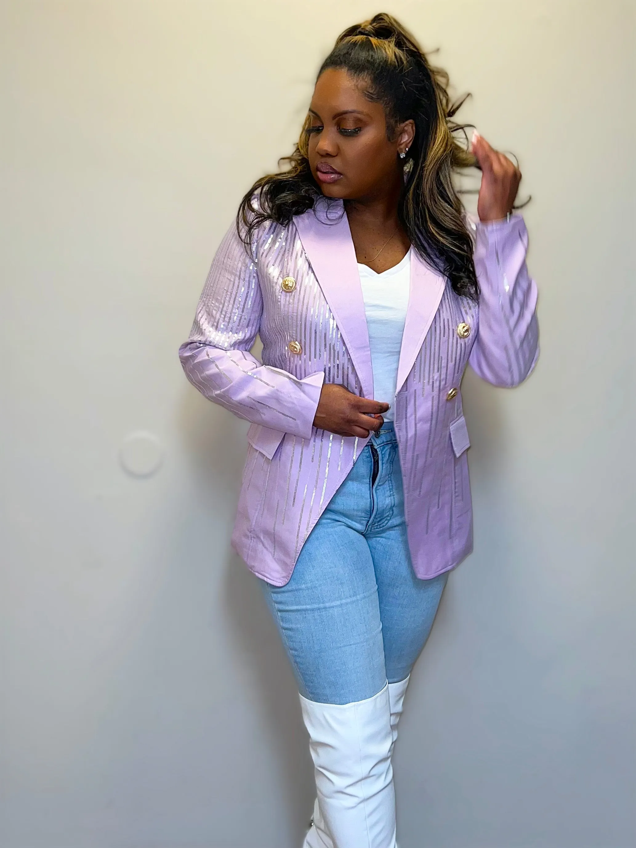 Lilac Sequin Blazer