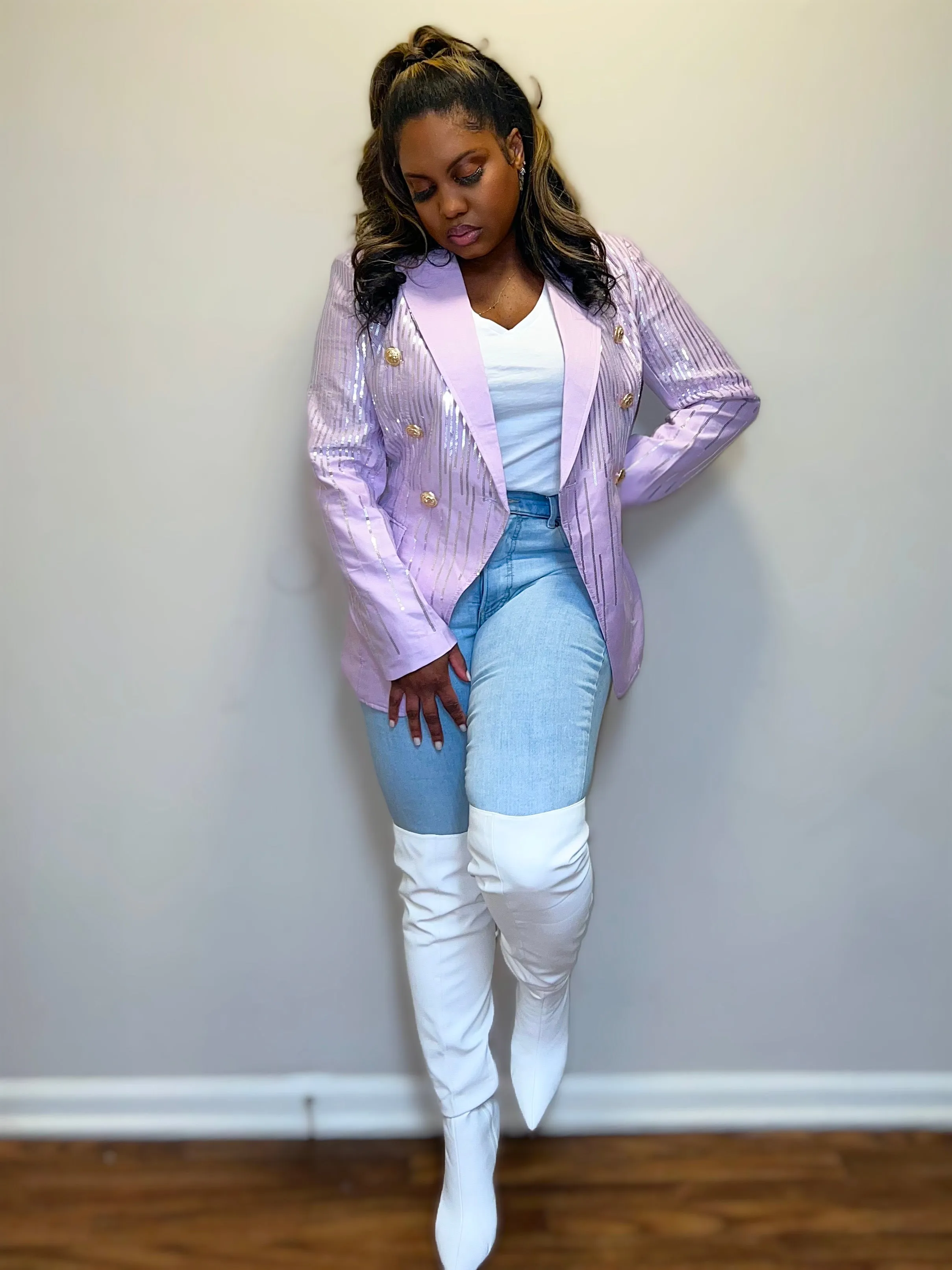 Lilac Sequin Blazer
