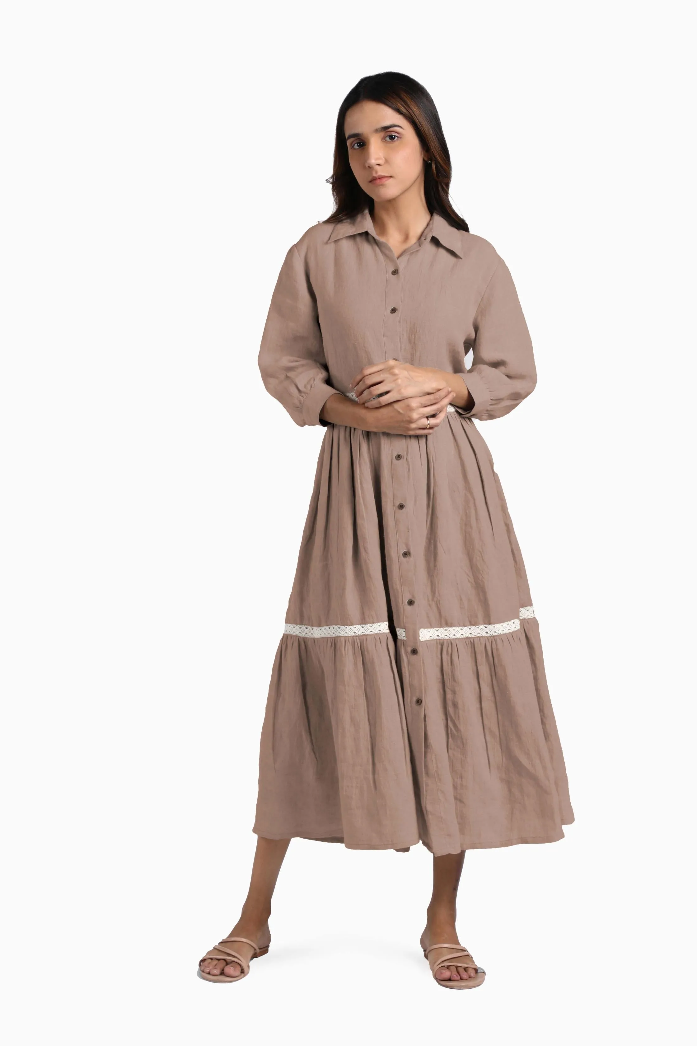 Linen Ariel Maxi Dress-Pacific Blue