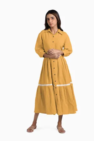 Linen Ariel Maxi Dress-Sunburnt Yellow