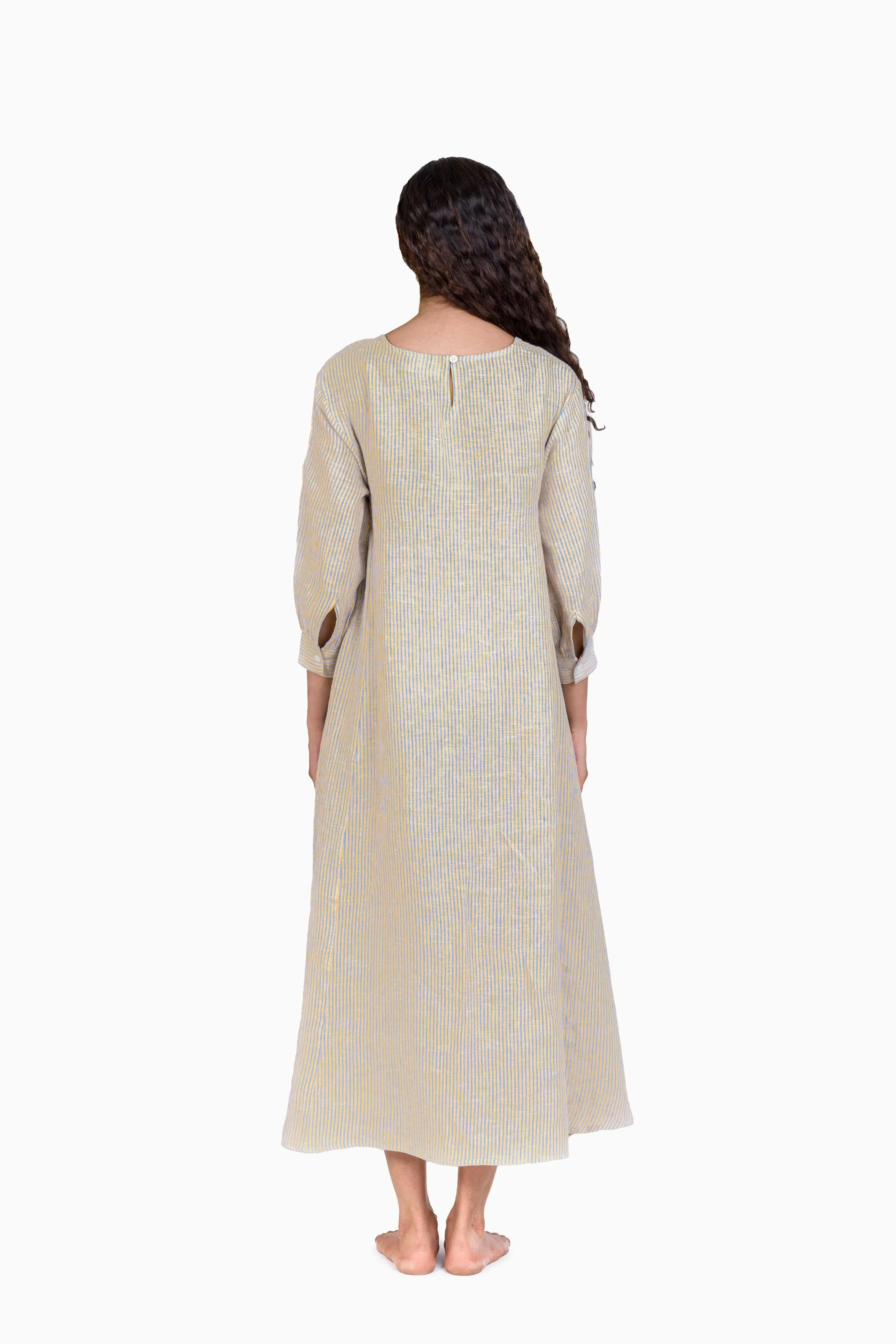 Linen Celeste Dress-Swirly Red