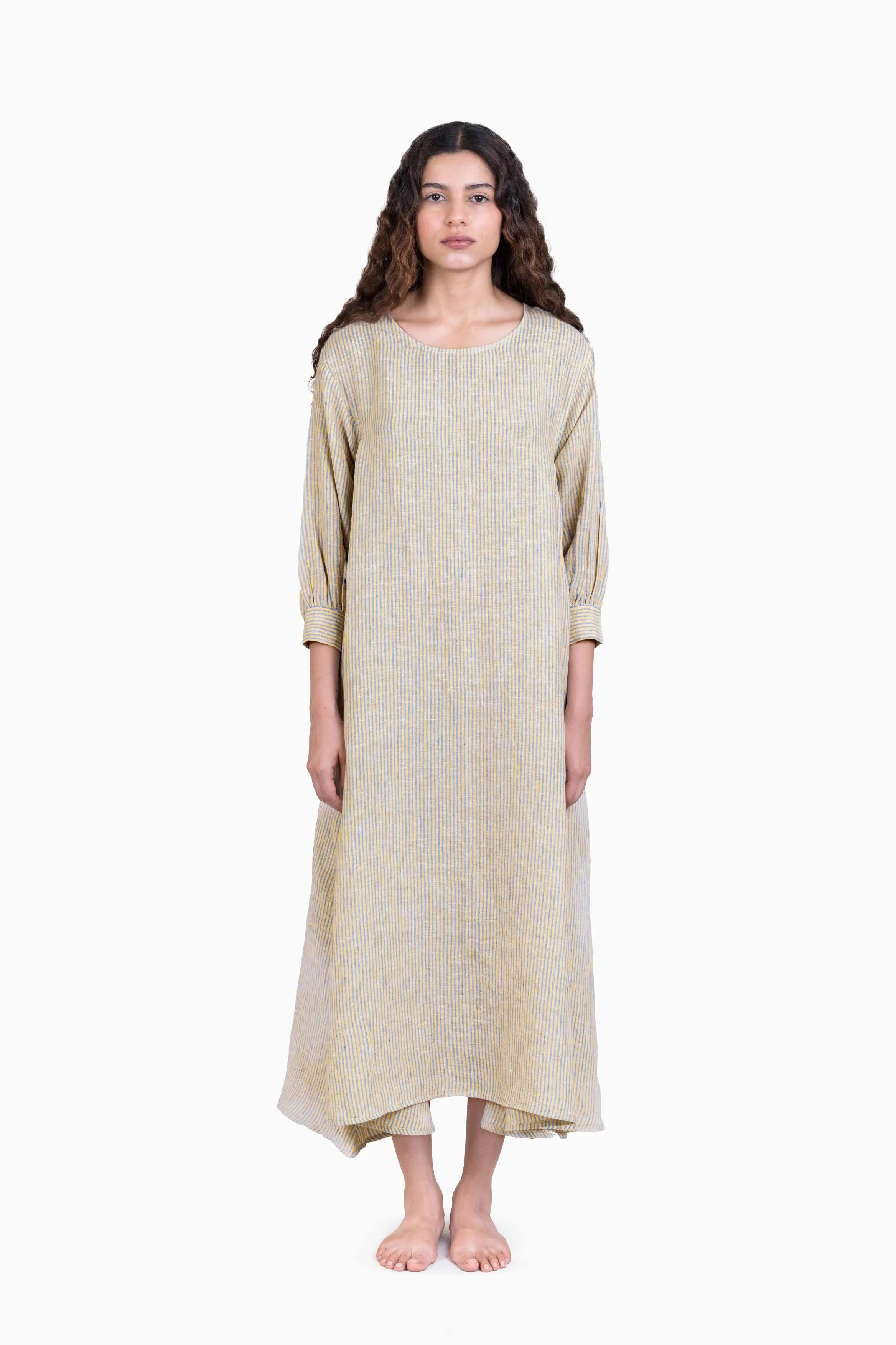Linen Celeste Dress-Swirly Red