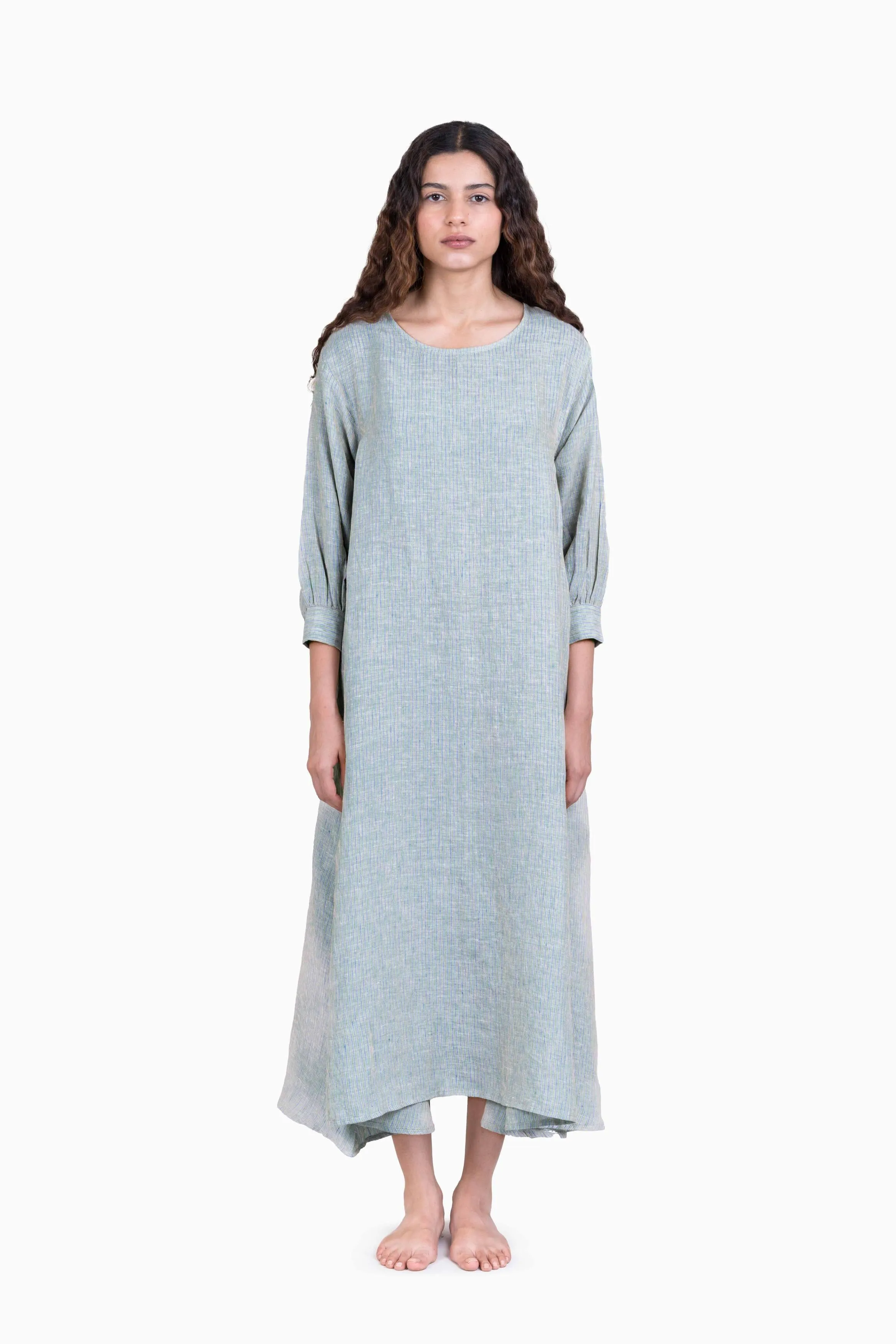 Linen Celeste Dress-Swirly Red