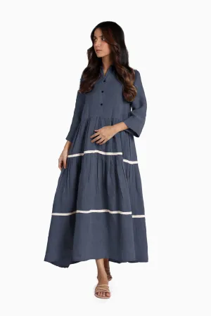Linen Eve Maxi Dress-Stormy Blue