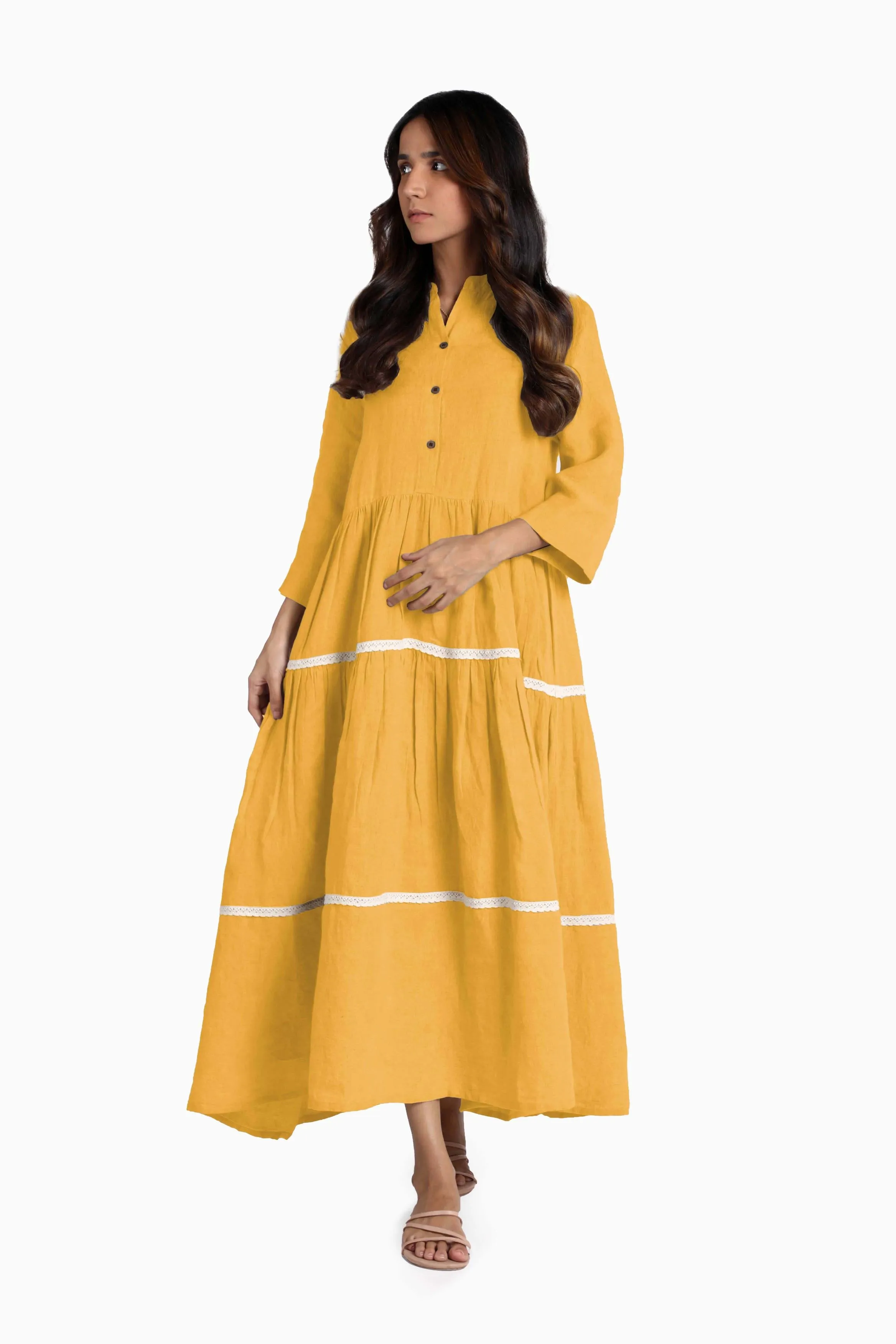 Linen Eve Maxi Dress-Sunburnt Yellow