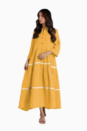 Linen Eve Maxi Dress-Sunburnt Yellow