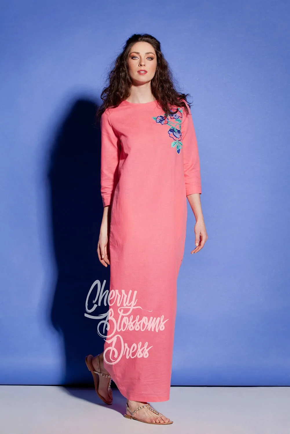 Linen Maxi Dress, Embroidered Dress, Linen Clothing, Plus Size Linen, Kaftan Dress, Linen Long Dress, Loose Dress, Boho Clothing, Pocket