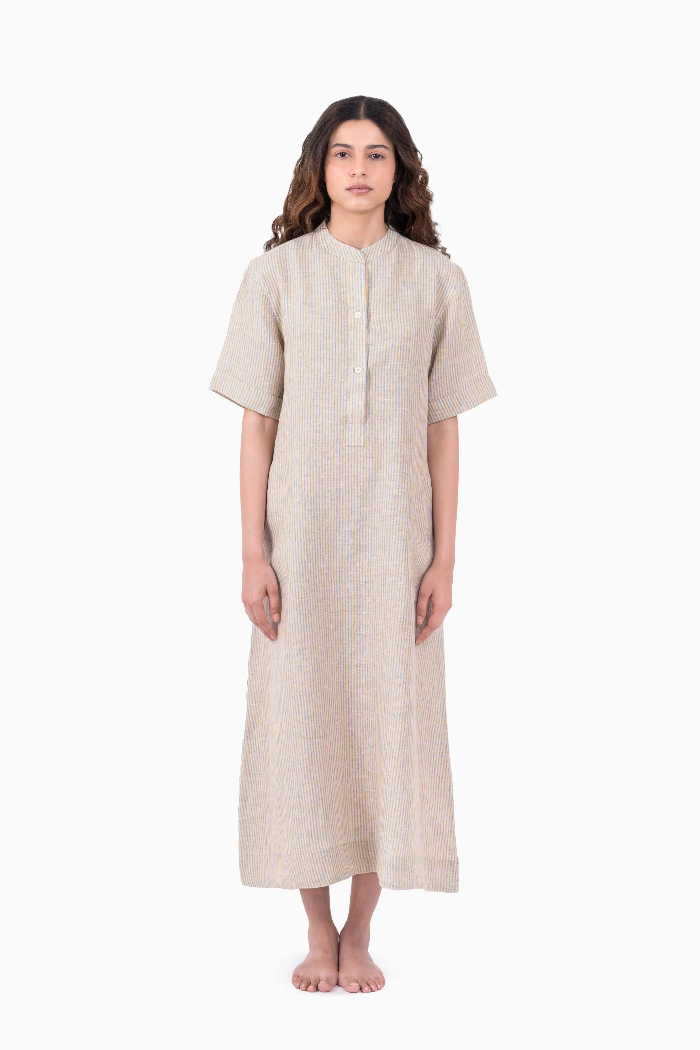 Linen Rosette Dress-Swirly Red