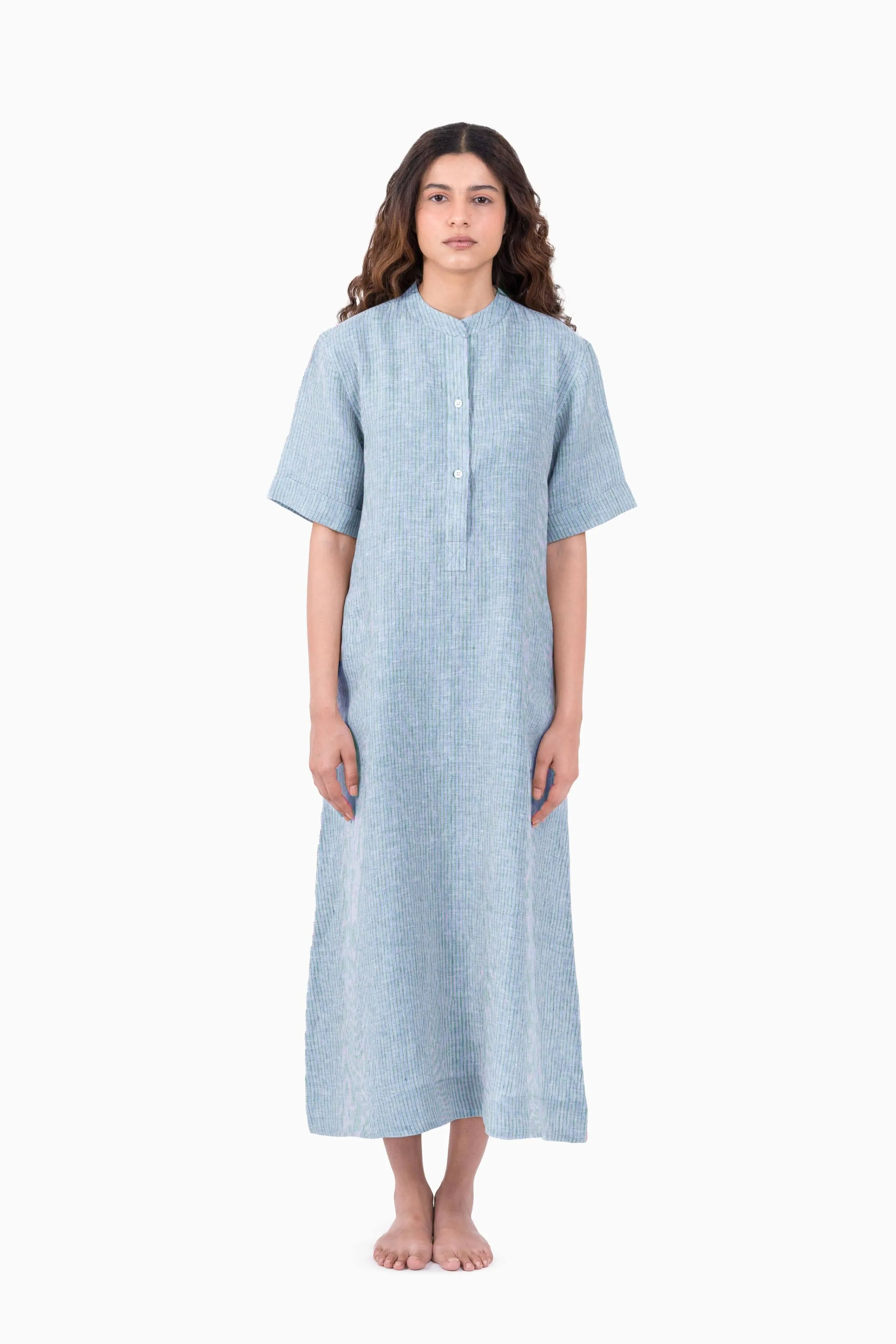 Linen Rosette Dress-Swirly Red