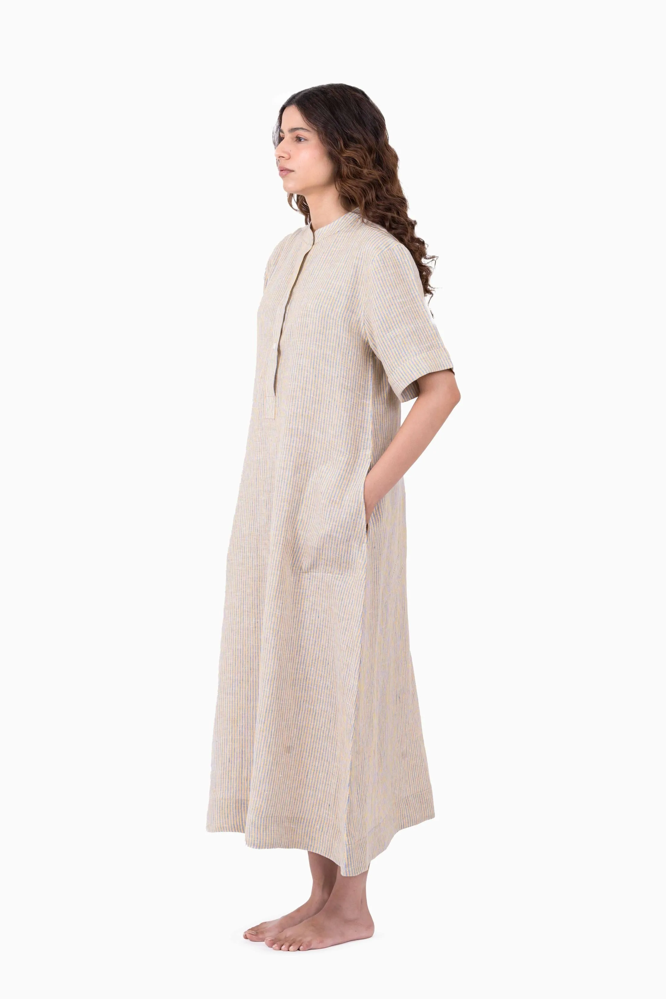 Linen Rosette Dress-Swirly Red
