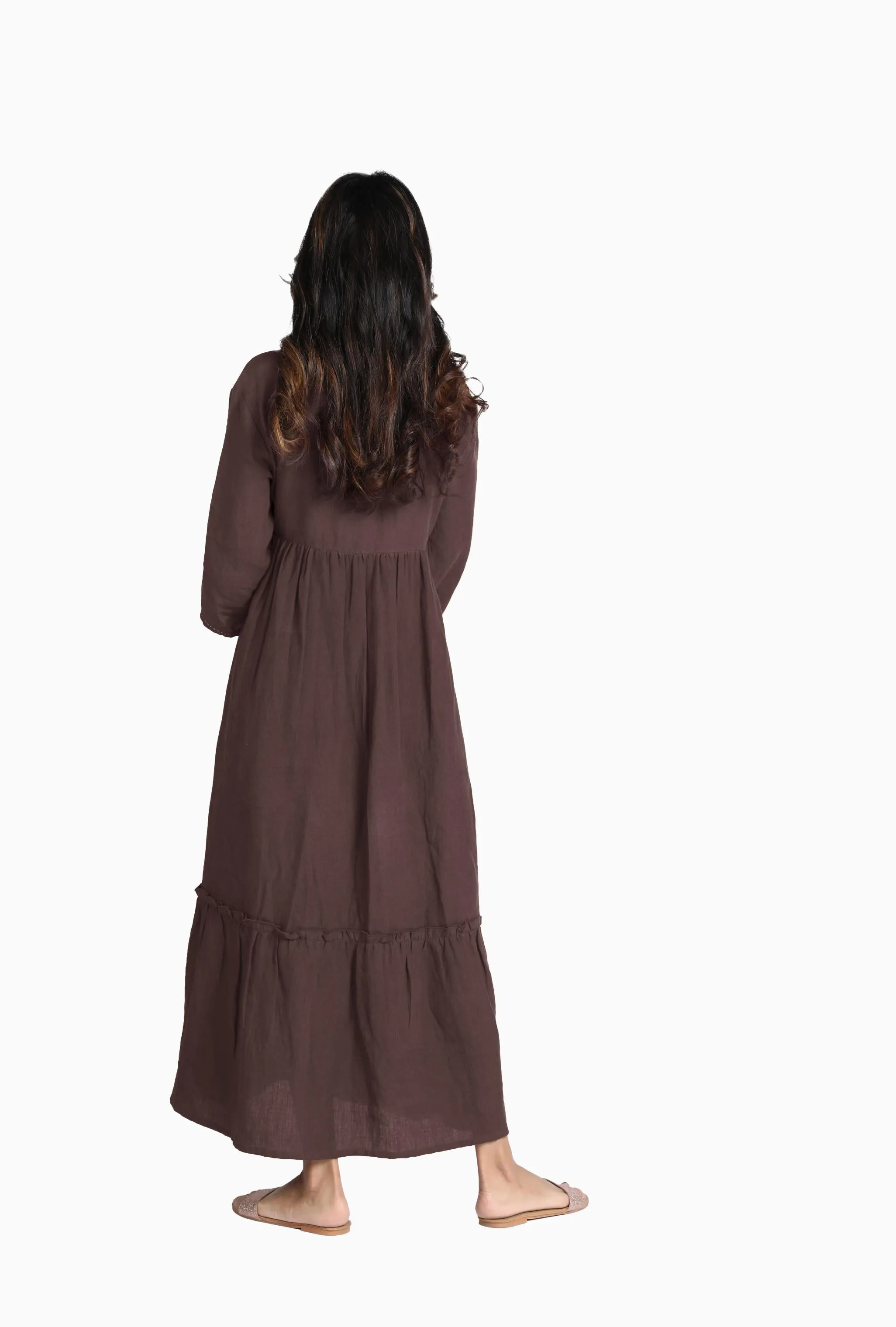 Linen Twilight Maxi Dress-Midnight Green