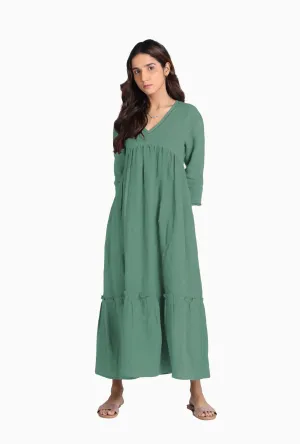 Linen Twilight Maxi Dress-Midnight Green