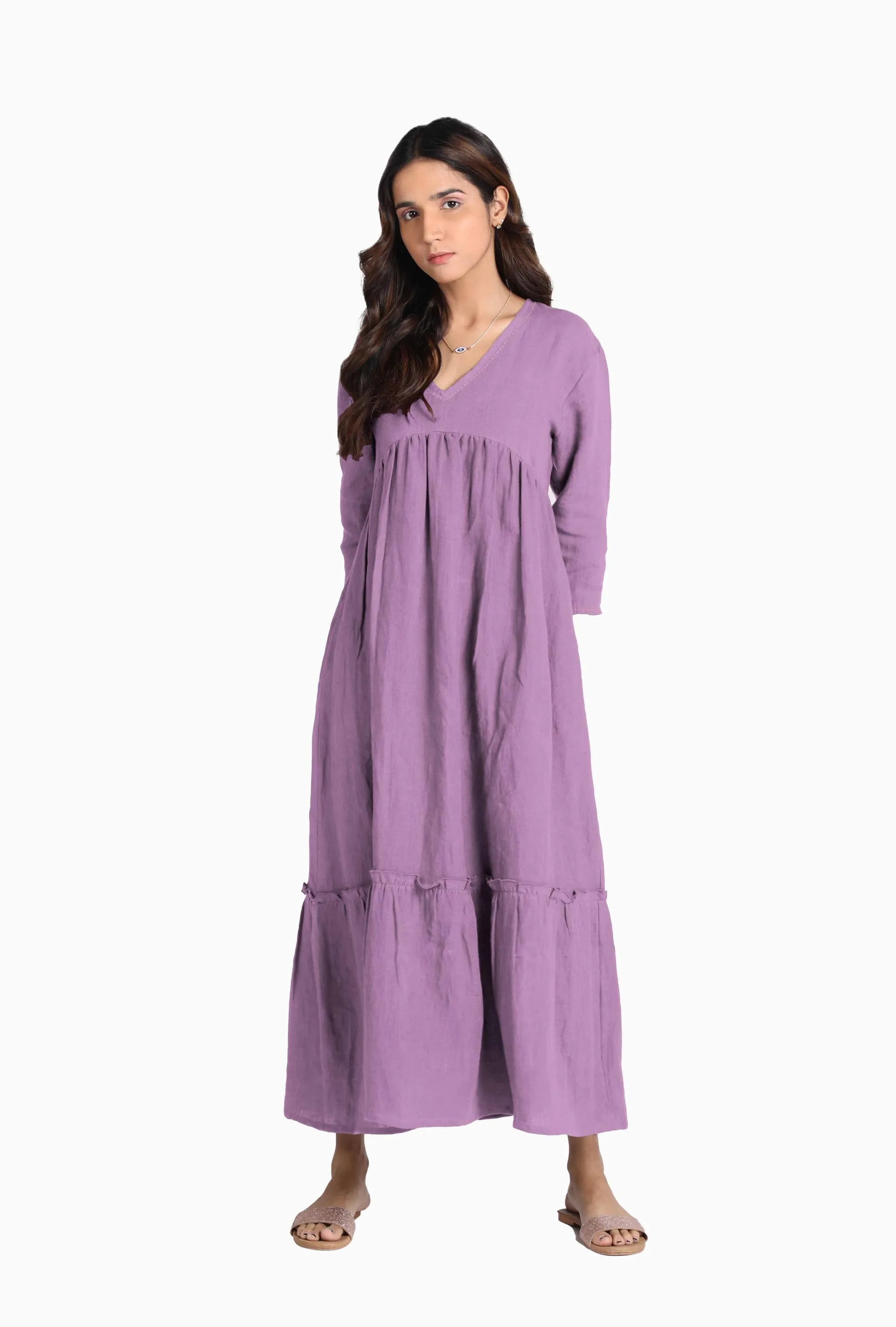 Linen Twilight Maxi Dress-Midnight Green