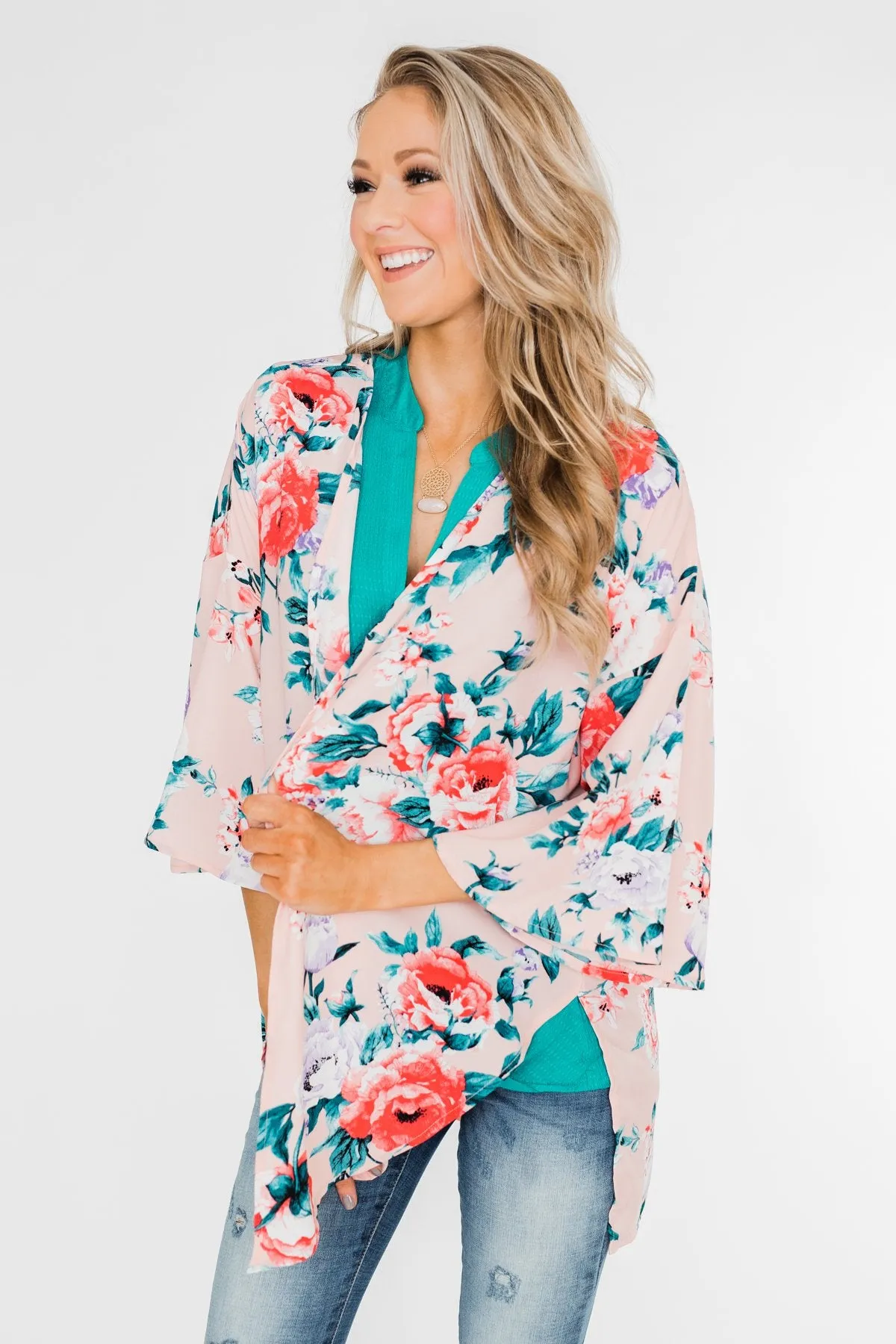 Living in Love Floral Kimono- Pink