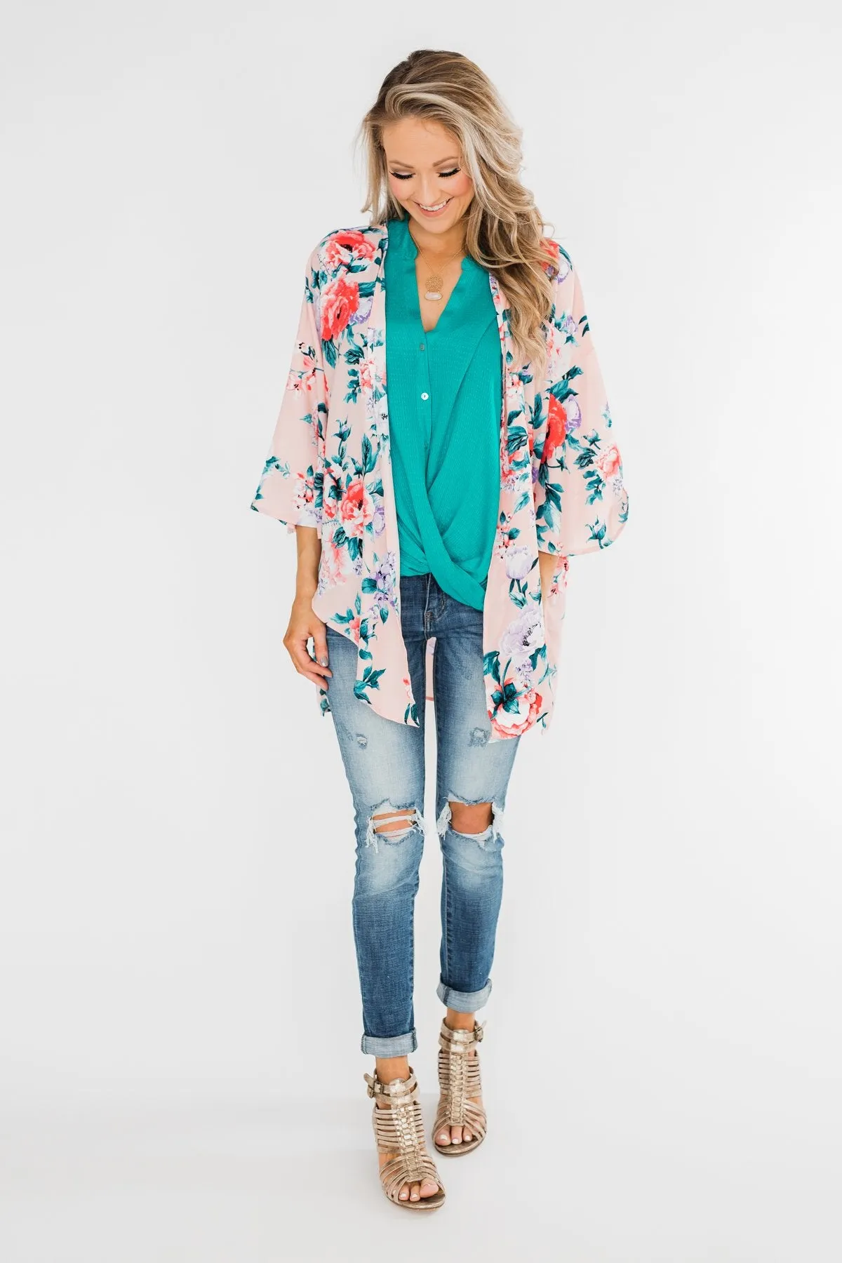 Living in Love Floral Kimono- Pink