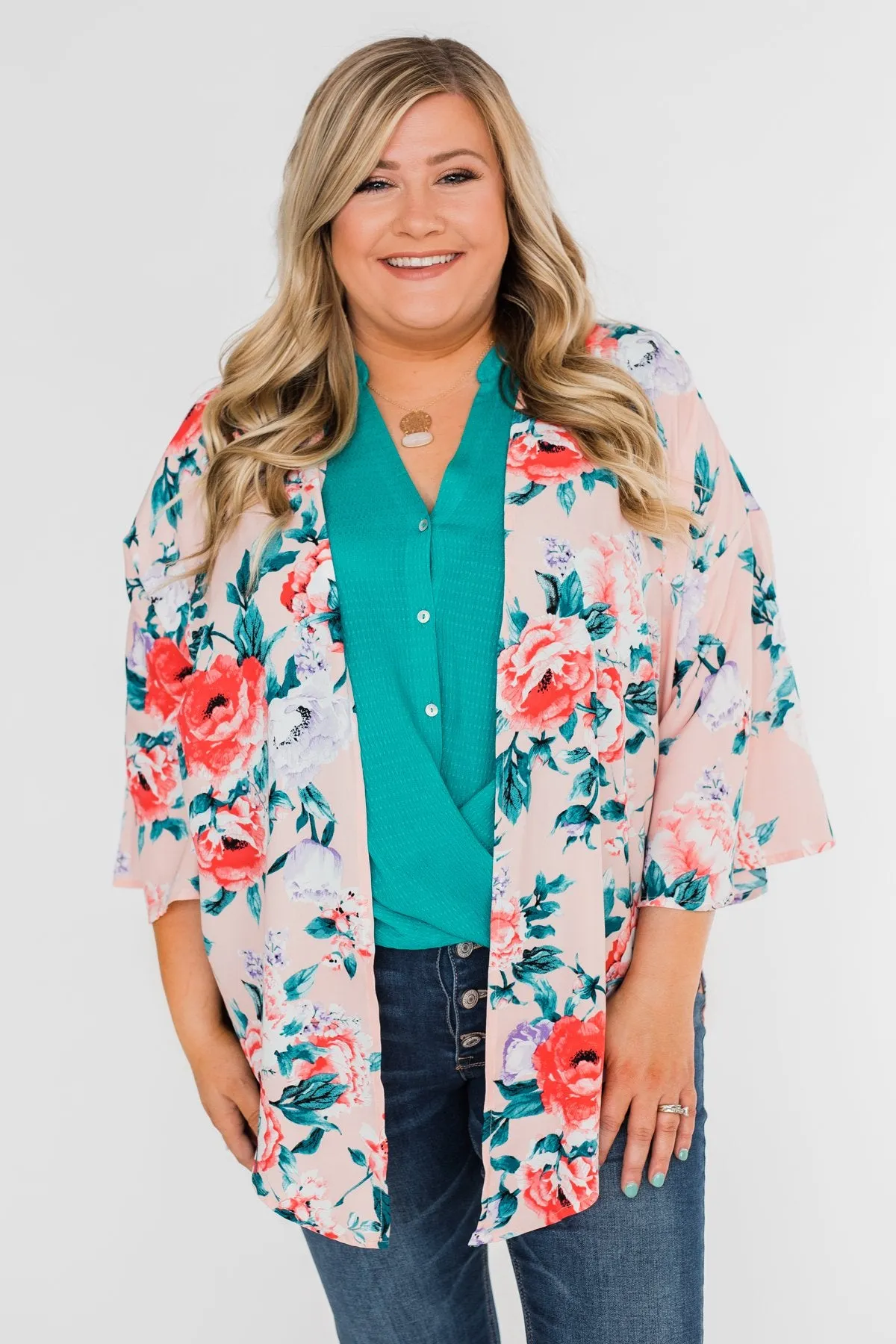 Living in Love Floral Kimono- Pink