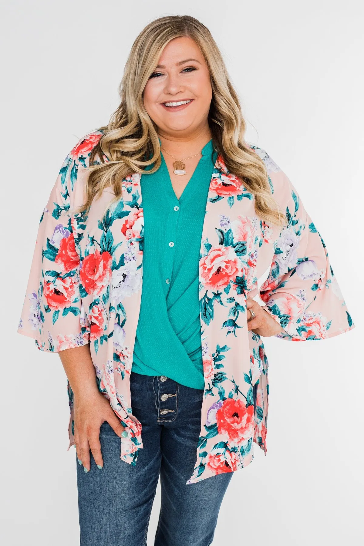 Living in Love Floral Kimono- Pink