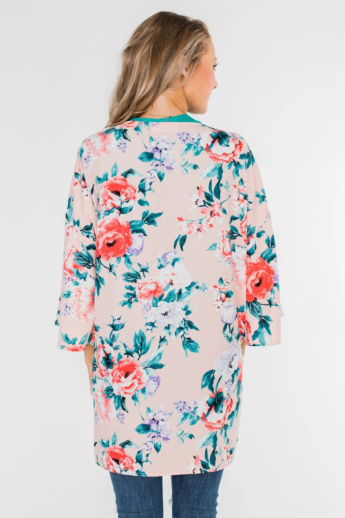 Living in Love Floral Kimono- Pink