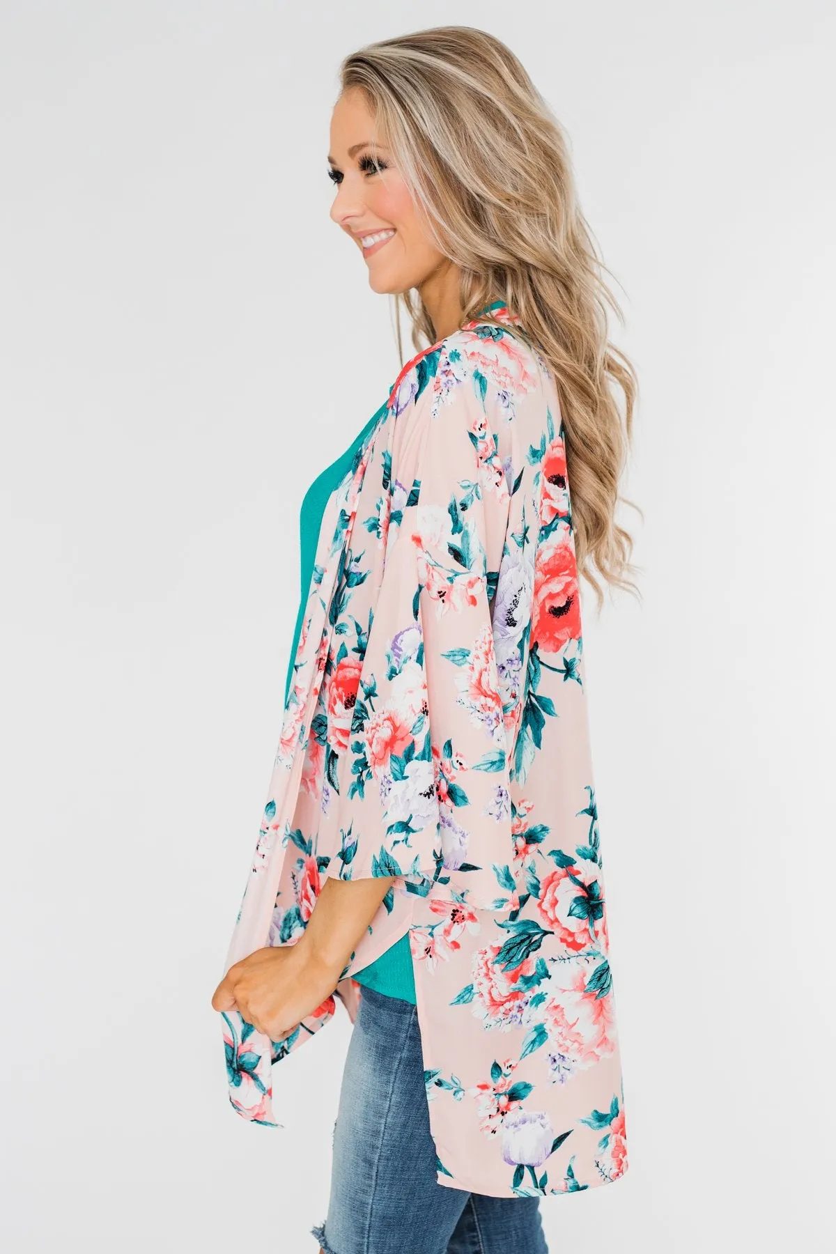 Living in Love Floral Kimono- Pink