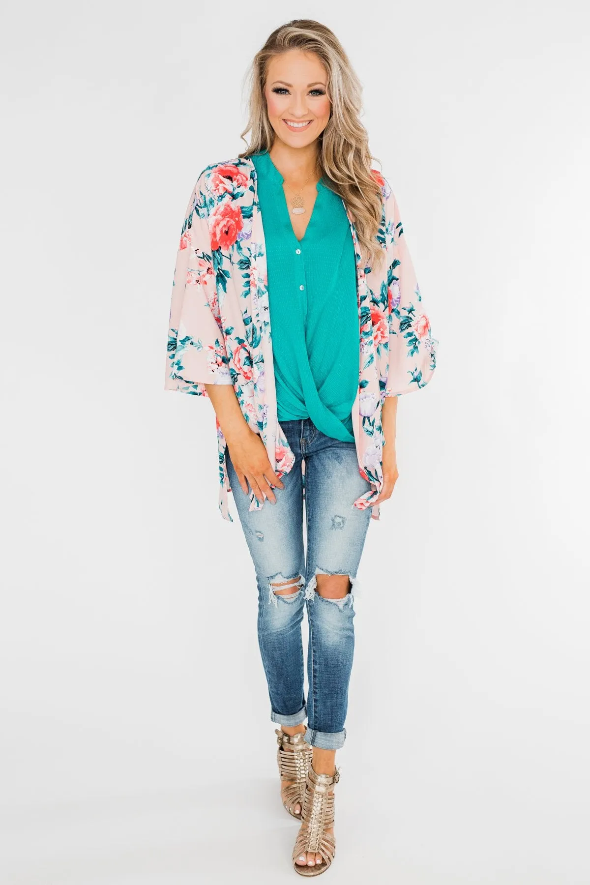 Living in Love Floral Kimono- Pink